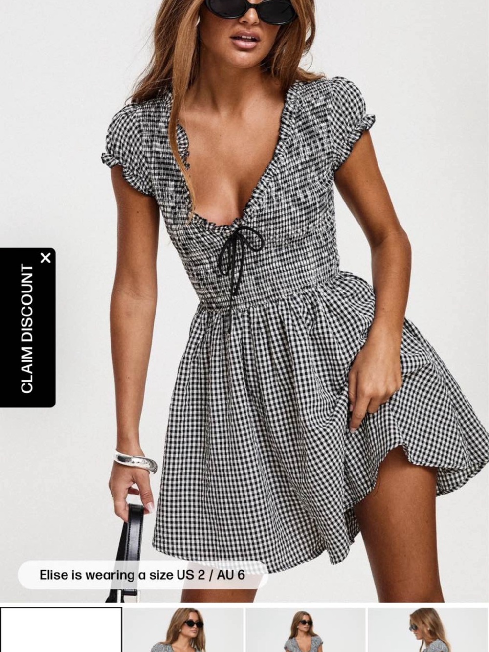 Black & White Gingham Tie-Front Romper